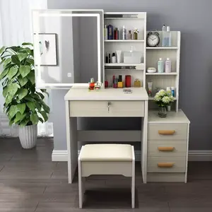 Bedroom Set Modern Furniture Luxury Dresser Make Up Vanity Desk LED Light Makeup Dressing Table With Mirror