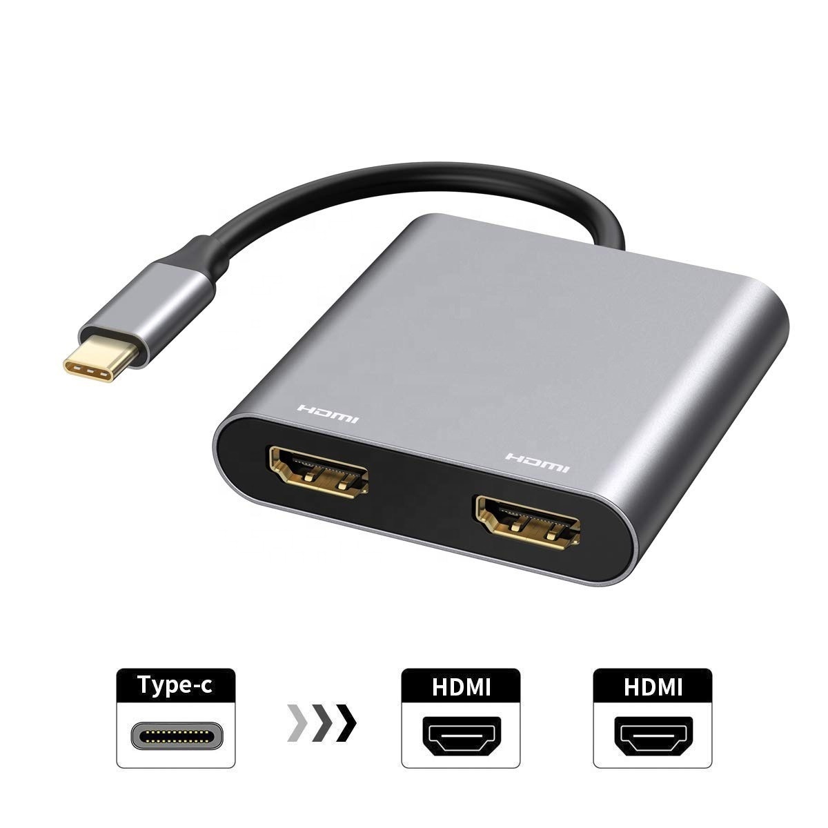 2-in-1 Docking Station USB Hub 2.0 Adapter Dock Multi-hub Splitter Type C 3 0 to HDTV-Compatible Laptop PC