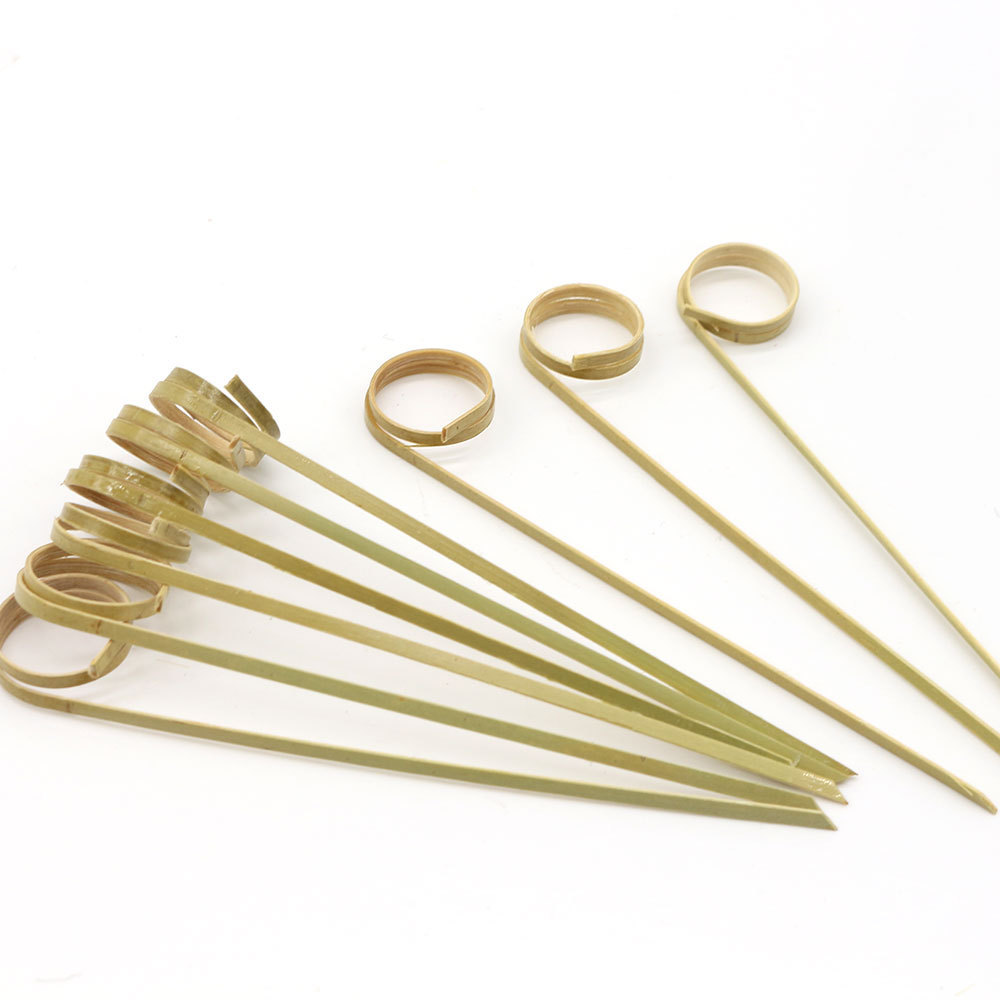 12Cm Bamboo Knot Picks Loop Skewers Cocktail Fruit Picks