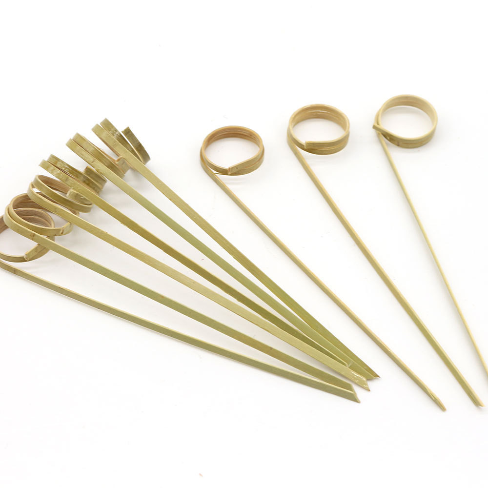 12Cm Bamboo Knot Picks Loop Skewers Cocktail Fruit Picks