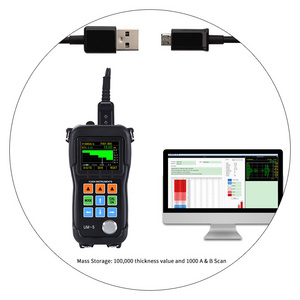 USB Data Storage YUSHI NDT UT Through Coating Ultrasonic Thickness Gauge UM5DL with Color B-scan Live A-scan Waveform Adjust