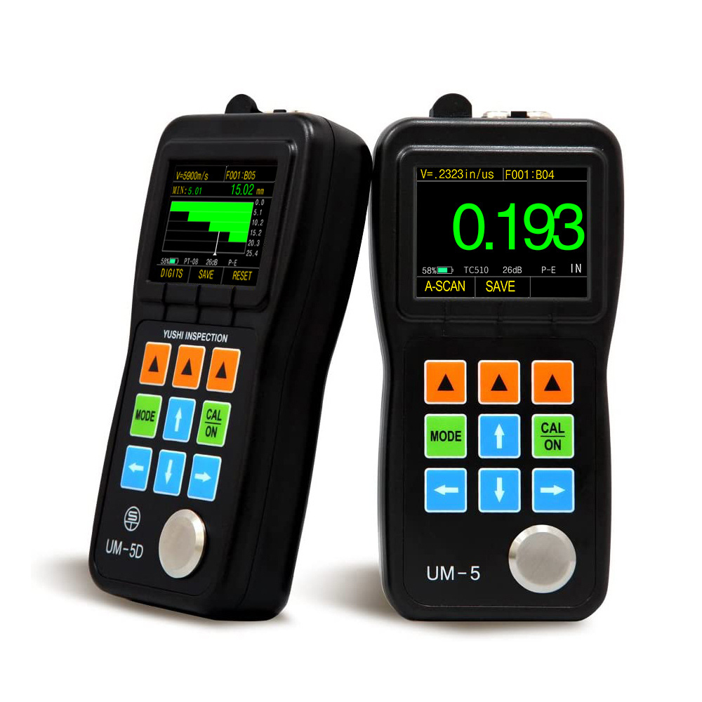 YUSHI UM-5 Digital Thickness Gauge Ultrasonic Inspection 0.5-508mm Real-time A/B Scanning NDT Testing Meter