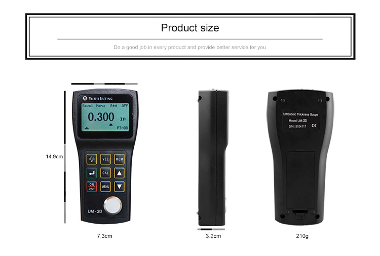 YUSHI Portable Digital Ultrasonic Thickness Gauge UM-2D 0.01mm Through Coating NDT China Factories High Precision