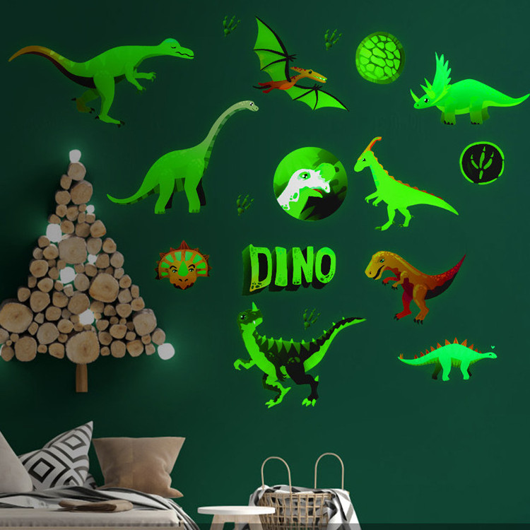 Dinosaur Wall Sticker for Kids Room Glow in The Dark Stickers Large Removable Vinyl Decor for Bedroom