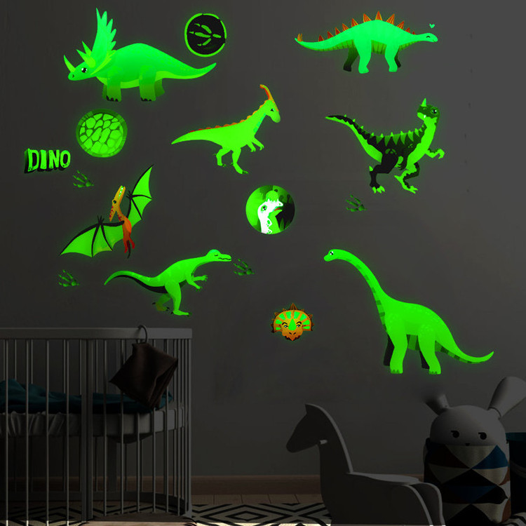 Dinosaur Wall Sticker for Kids Room Glow in The Dark Stickers Large Removable Vinyl Decor for Bedroom