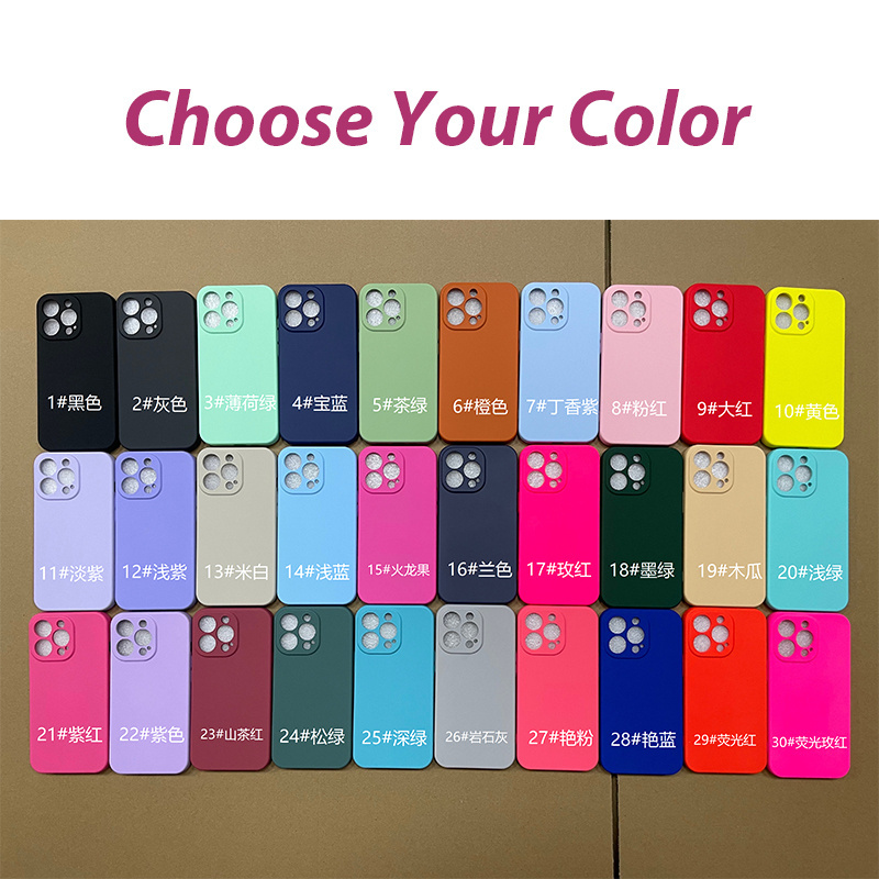 Factory Wholesale Customized Logo Liquid Silicone Shockproof Microfiber Mobile Phone Cover Case For Apple iPhone 15 14 12 13 pro