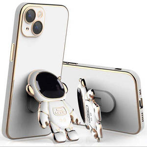 For Iphone 14 13 12 11 Pro Max Cover Luxury Case  Custom Silicone Phone Case With Astronaut Phone Holder Stand