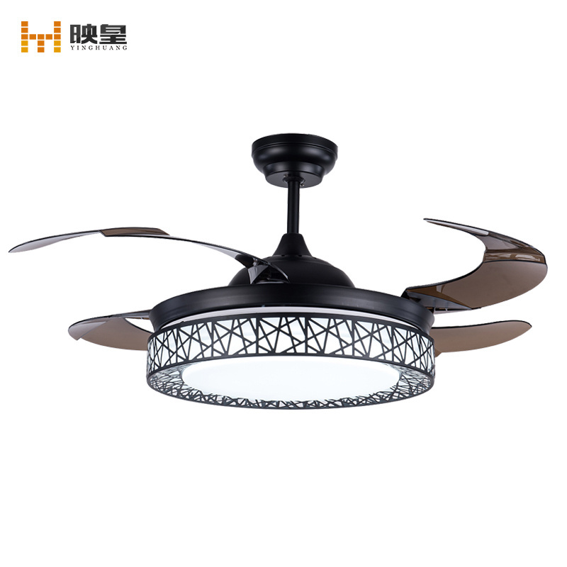 36/42 inches LED Nest Silent  Home Living Room Invisible Retractable Ceiling Fan Light with Remote