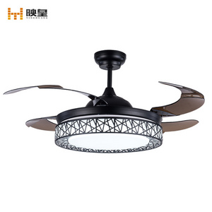 36/42 inches LED Nest Silent  Home Living Room Invisible Retractable Ceiling Fan Light with Remote