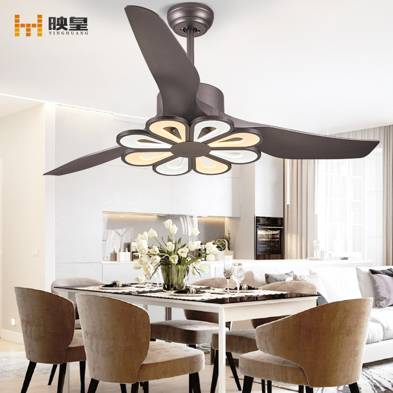 52 inch Macaron Living Room Plastic Blades Decorative Ceiling Fan with Flower Star LED Light