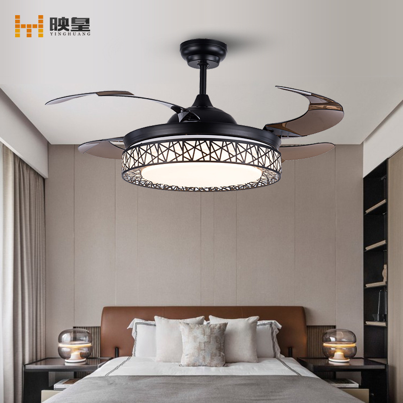 36/42 inches LED Nest Silent  Home Living Room Invisible Retractable Ceiling Fan Light with Remote