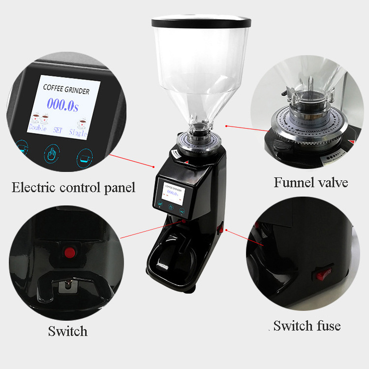 Yoshan Home Commercial Grinder Mills Machine Powerful 500 G 1 KG Black Flat Blade Alloy Coffee Bean Grinder Electric Cheap Price