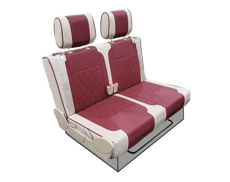 RV 2 fold double caravan seats with fabric cover for the camper-van bed seating with rotatable backrest seat cushion