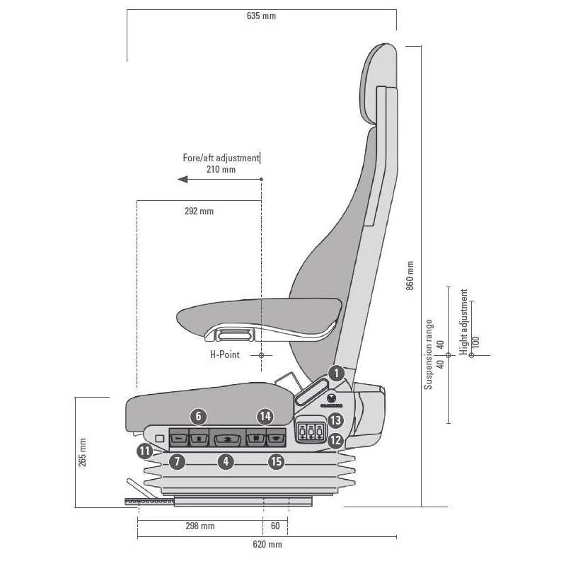 Grammer MSG 90.3 Air Suspension Truck Operator Seat Truck Driver Seat