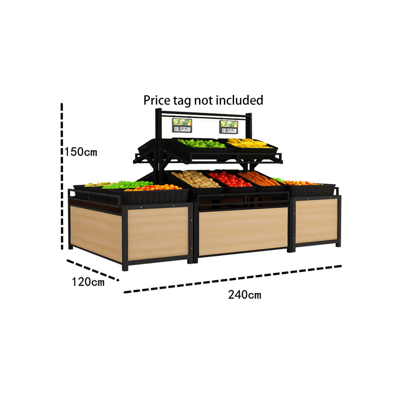 Custom Modern Factory Price Save Space Shopping Market Wood Fruit Vegetable Storage Display Rack Stand