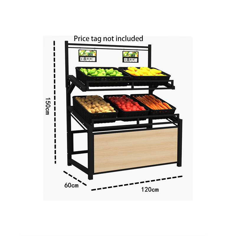 Custom Modern Factory Price Save Space Shopping Market Wood Fruit Vegetable Storage Display Rack Stand