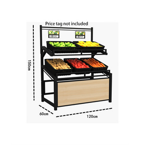 Custom Modern Factory Price Save Space Shopping Market Wood Fruit Vegetable Storage Display Rack Stand