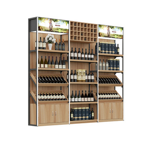 Customized durable red wine rack wood for store supermarket use