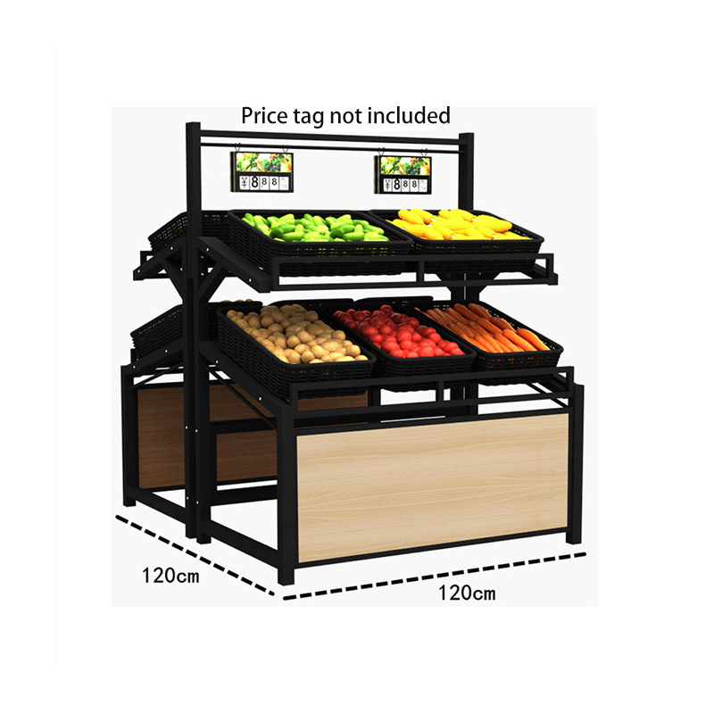 Custom Modern Factory Price Save Space Shopping Market Wood Fruit Vegetable Storage Display Rack Stand