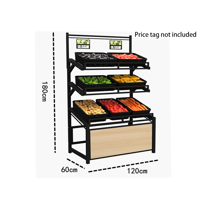 Custom Modern Factory Price Save Space Shopping Market Wood Fruit Vegetable Storage Display Rack Stand