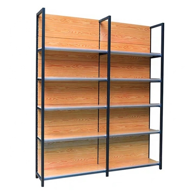 Factory direct supermarket shop wood product display stand rack display shelf with leds light