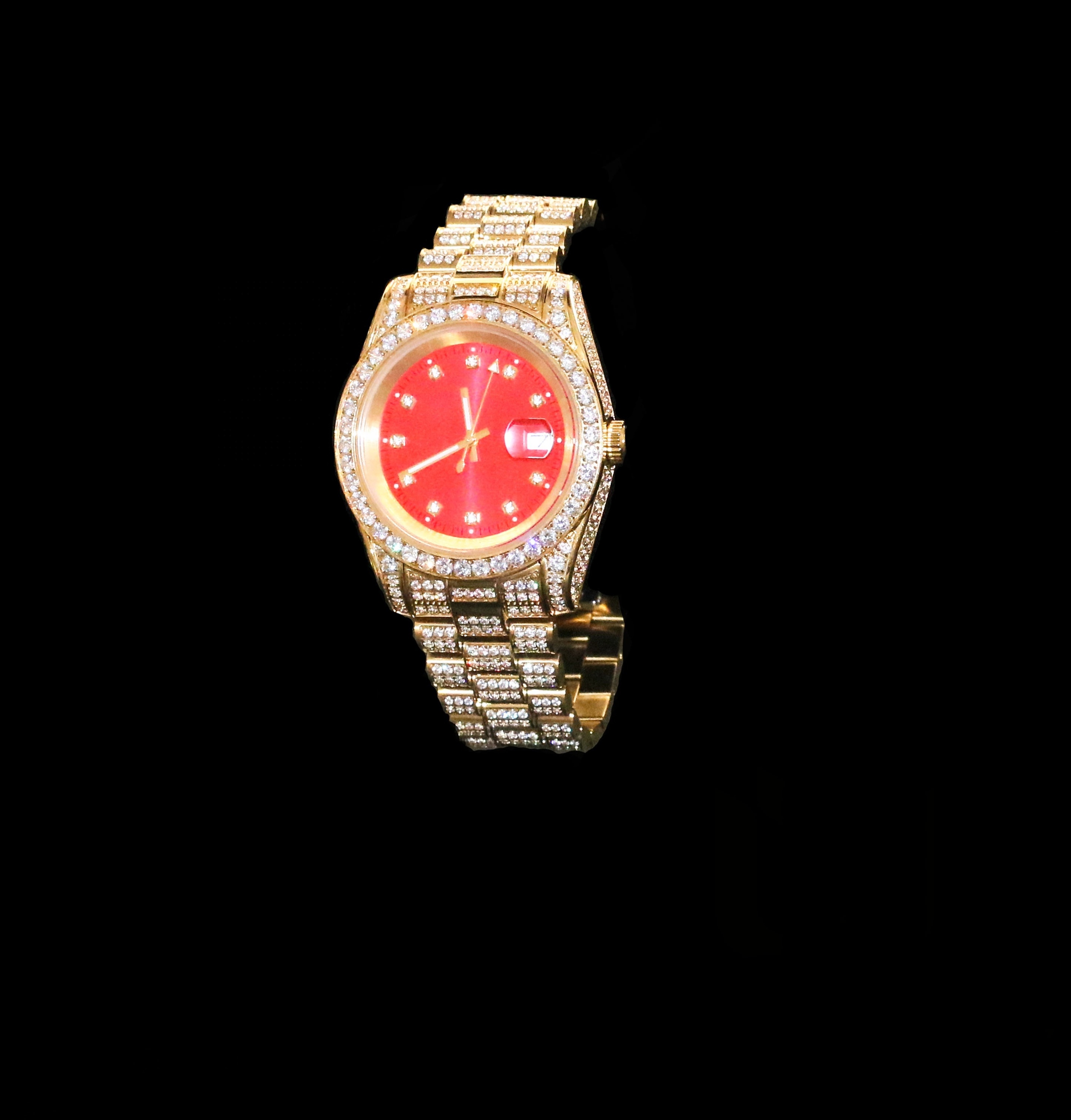 Sales 18K Gold YSS hip hop jewelry wholesale CZ Diamond Gold Plated quartz men's watch material stainless steel