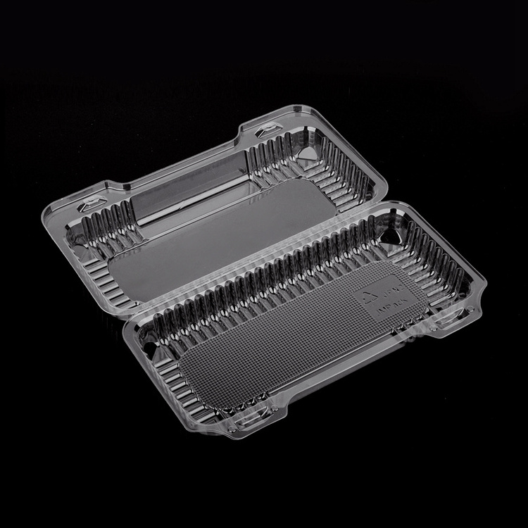 Wholesale Clear Disposable Rectangle PET Plastic Clamshell/Hinged  Food/Cake Packaging Containers