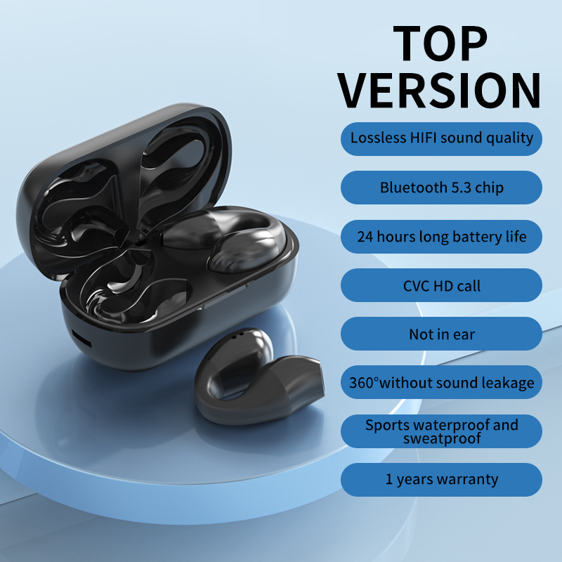 Wireless Headphone Bone Conduction Earphone Ear Clip On Earbud LED Display Sports Headset Auriculares Bluetooths