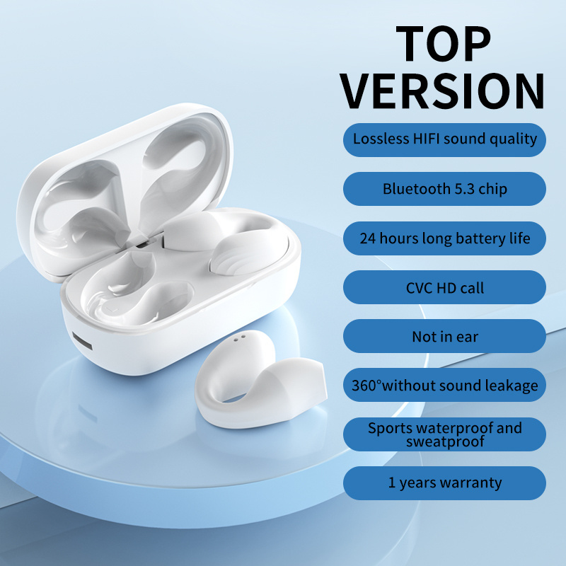 Wireless Headphone Bone Conduction Earphone Ear Clip On Earbud LED Display Sports Headset Auriculares Bluetooths