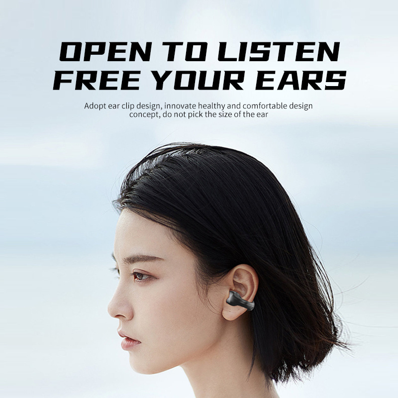 Wireless Headphone Bone Conduction Earphone Ear Clip On Earbud LED Display Sports Headset Auriculares Bluetooths