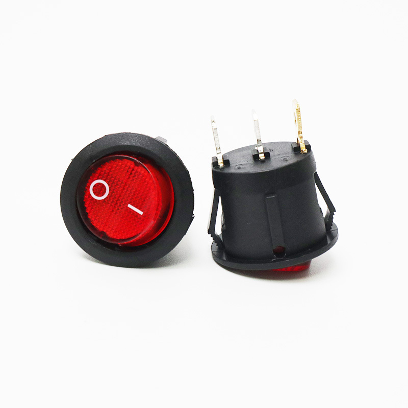 KCD105 SPST illuminated round rocker switch 3pins 2positions on-off mini electrical led boat switch for the household appliances