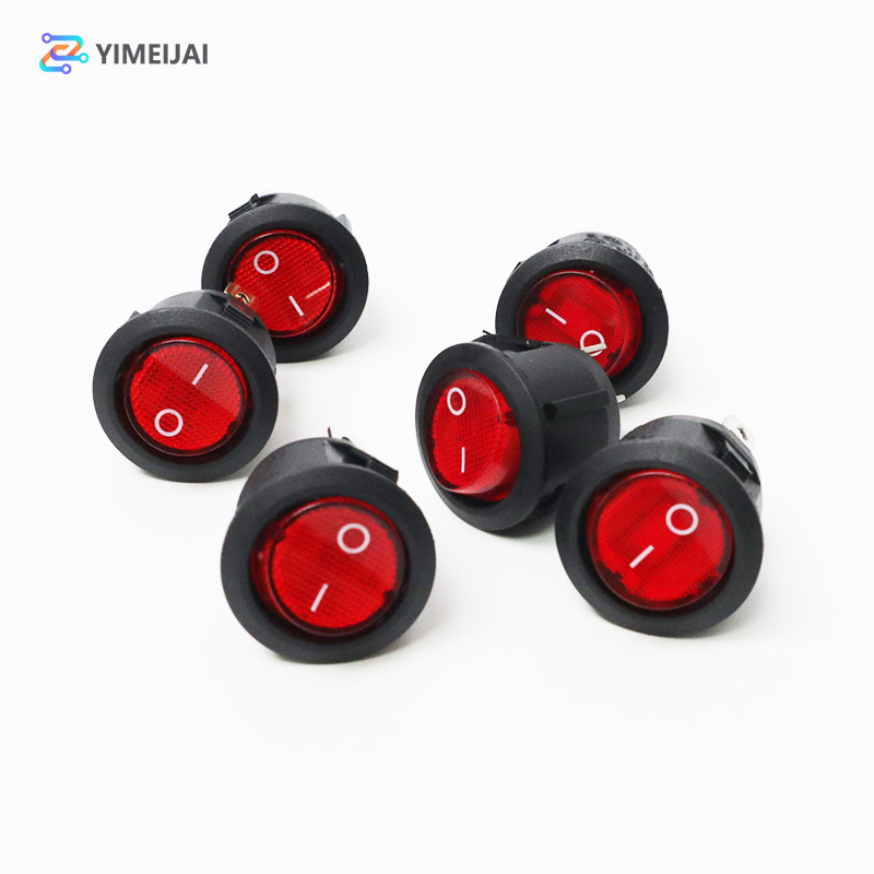 KCD105 SPST illuminated round rocker switch 3pins 2positions on-off mini electrical led boat switch for the household appliances