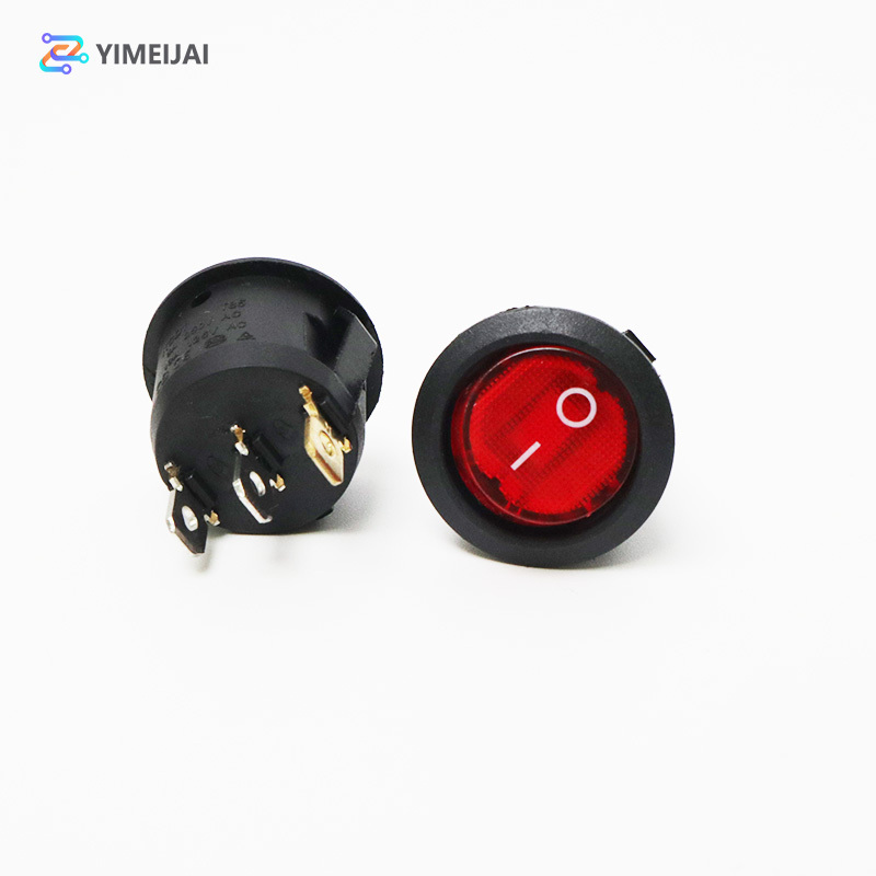 KCD105 SPST illuminated round rocker switch 3pins 2positions on-off mini electrical led boat switch for the household appliances