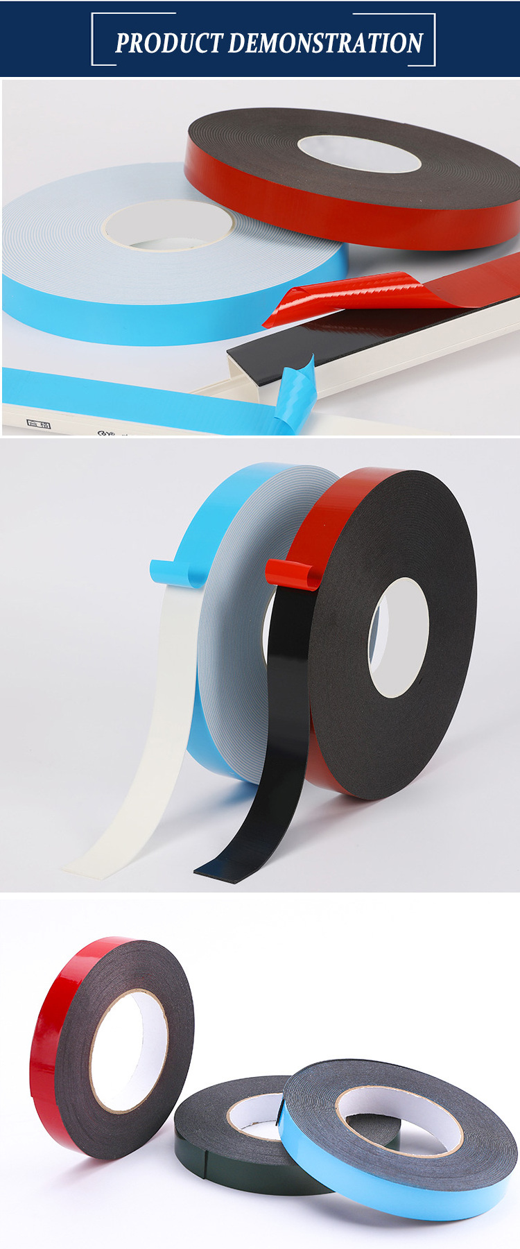 Yongsheng Black Coated Acrylic Adhesive PE Double Sided Foam Tape Double-sided Foam Mounting Tape