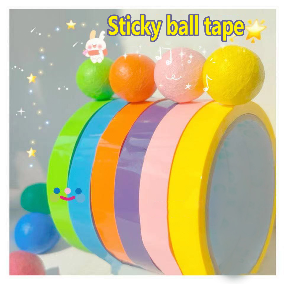 Factory Wholesale High Quality Bopp Ball Sticky Ball Tape, Customized Macaron Color Sticky Ball Tape