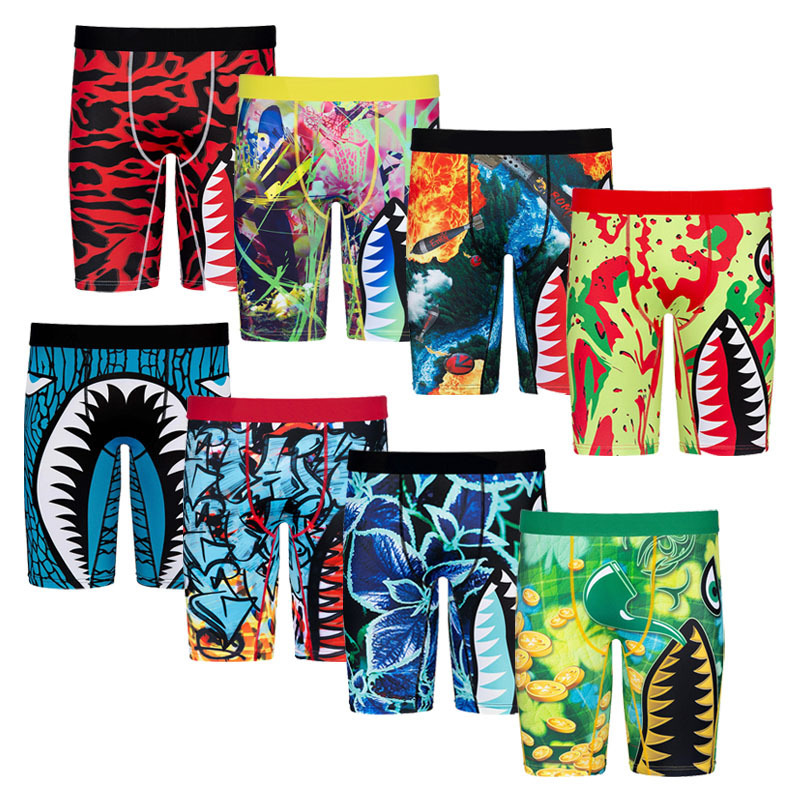 China OEM ODM Shark Print Top-rated Breathable Chic Boxer Brief Underwear for Men