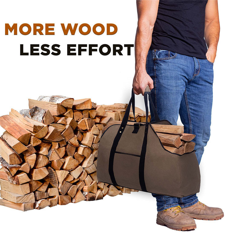 Outdoor Log Tote Large Wood Carrying Bag Wholesale Firewood Log Cart Carrier Bag Water Resistant Firewood Carrier Bag