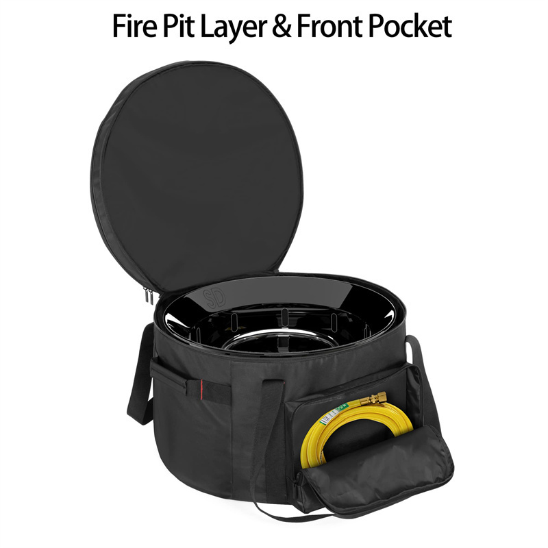 Outdoor Double-layer 19-In Fire Pit Bag Upgrade Fire Bowl Carry Bag for RV Travel Durable Oxford Fire Bowl Travel Carrying Case