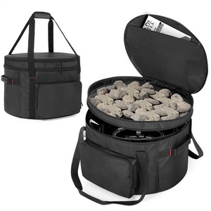 Outdoor Double-layer 19-In Fire Pit Bag Upgrade Fire Bowl Carry Bag for RV Travel Durable Oxford Fire Bowl Travel Carrying Case