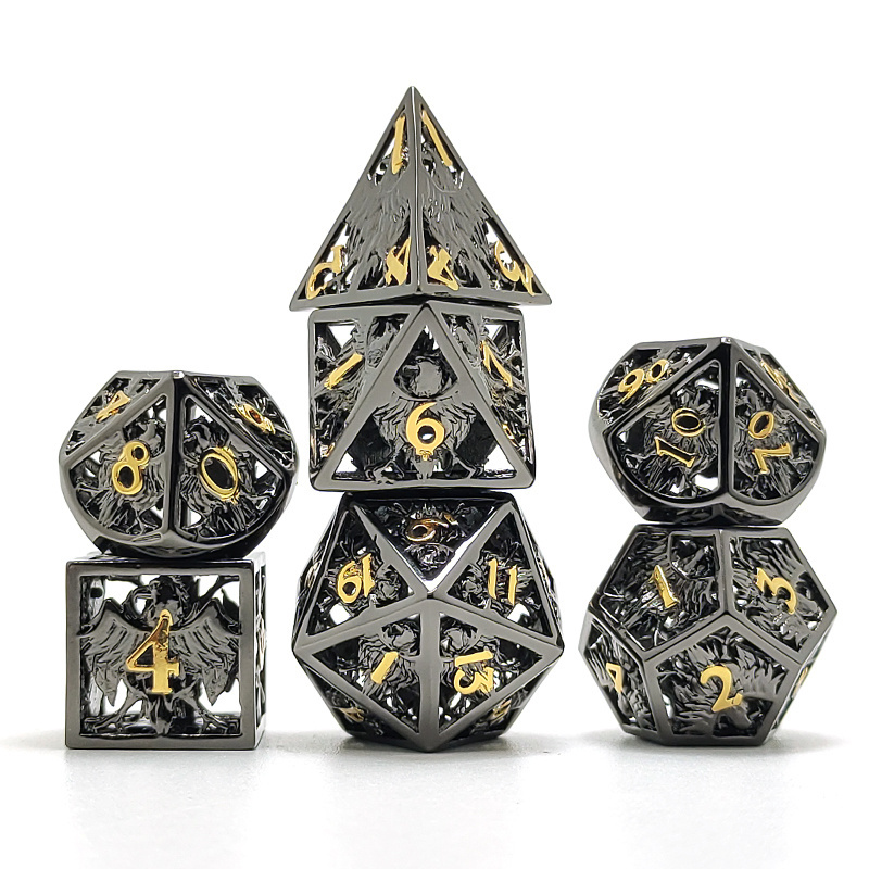 Custom Hollow Metal Dice 14mm D&D Dragon And Dungeon Polyhedral Metal Dice Punk Style Role Play Rpg Dnd Stainless Steel Dice Set