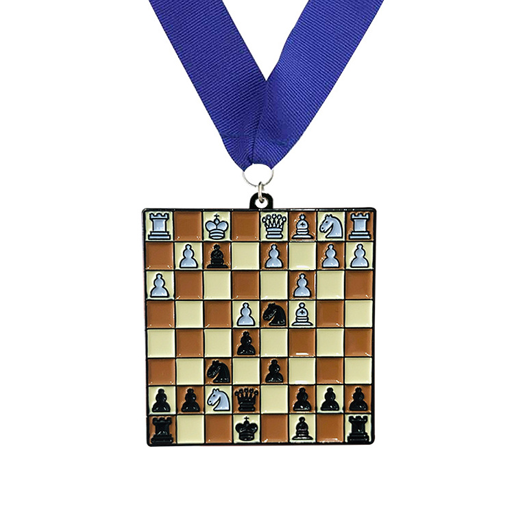 Chess Medallions Custom Award Zinc Alloy Enamel Chess Competition Champion Medal