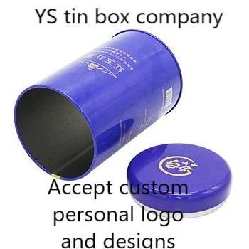 Hong Yu Hong Cha tea tin can Round blue factor customized empty tea tins