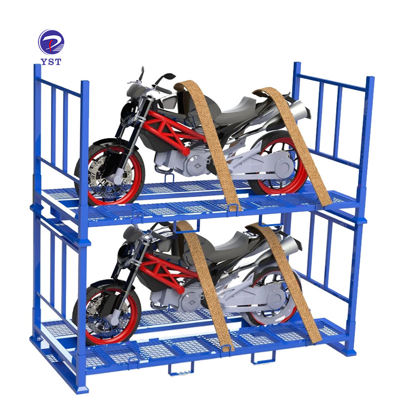 Customized warehouse stackable collapsible motorcycle storage transport racks