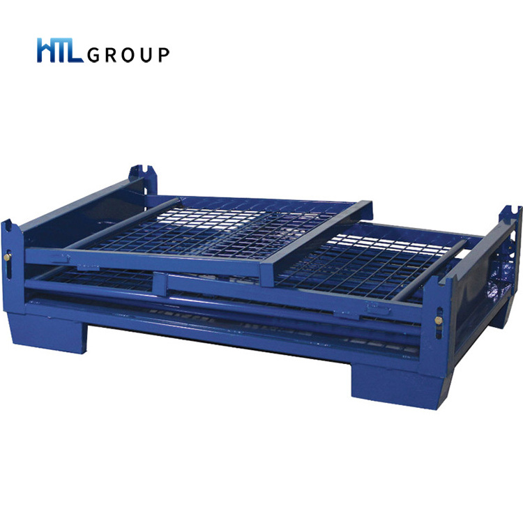 Powder coated auto spare parts material handling foldable mesh pallet cage stillage for shipping container