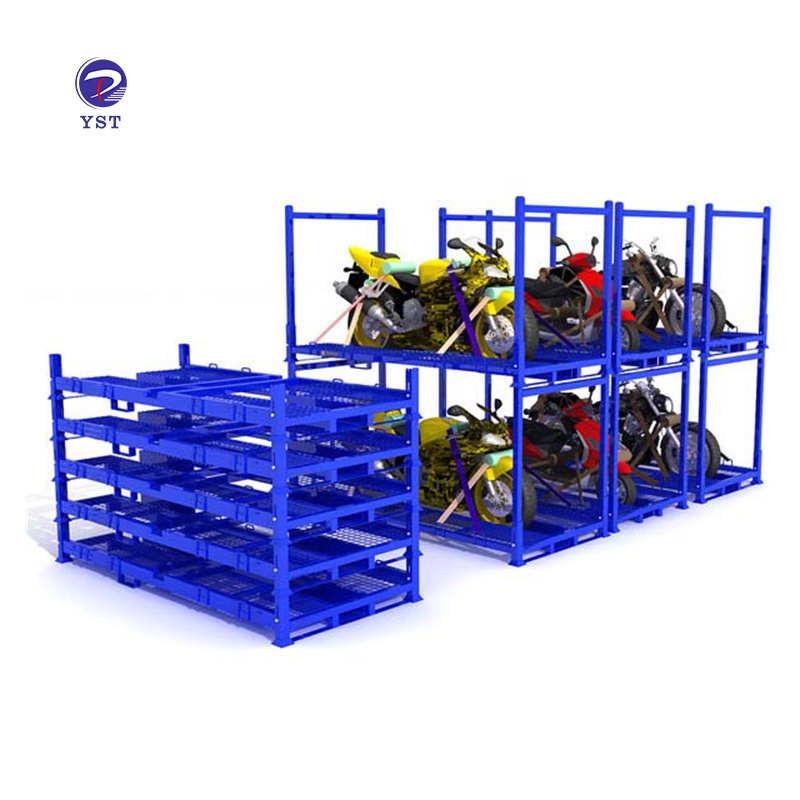 Customized warehouse stackable collapsible motorcycle storage transport racks