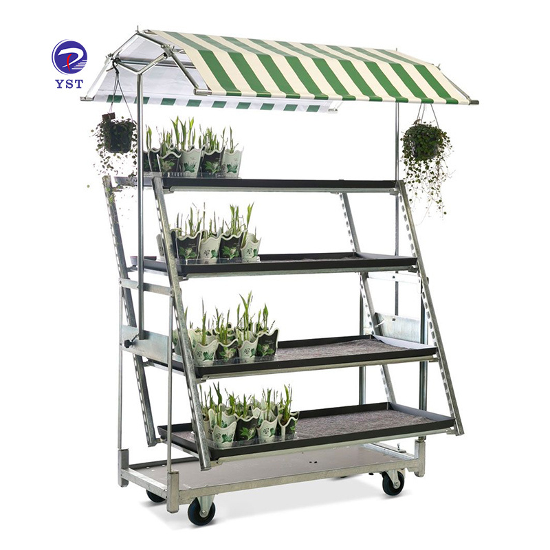 Hot sale greenhouse danish farmers market transport metal nursery display cart