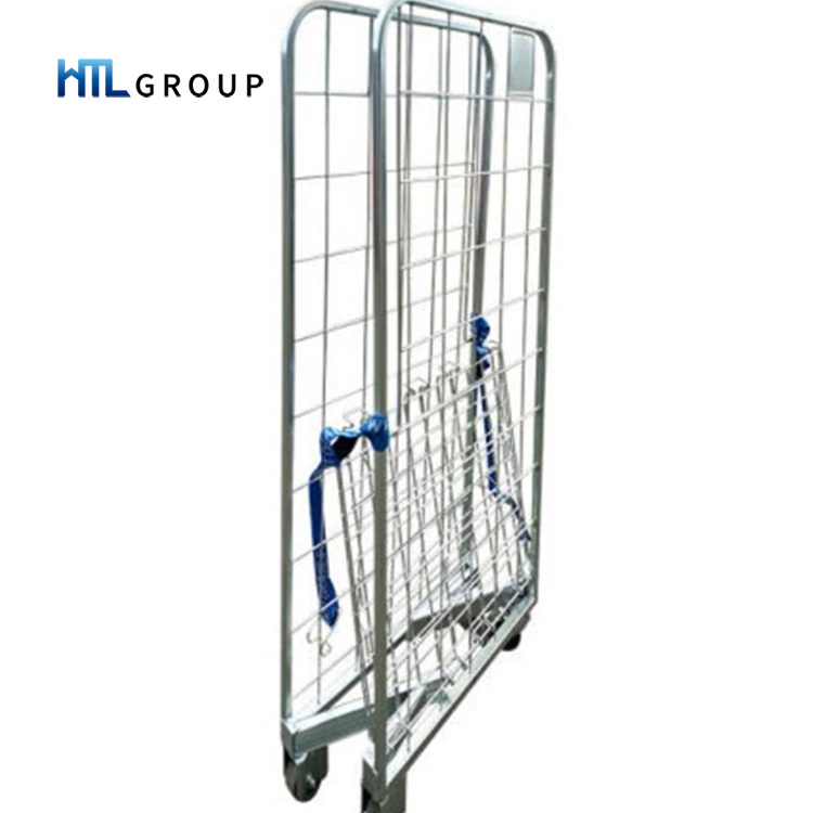 Customized folding metal welded wire mesh roll industrial trolley container