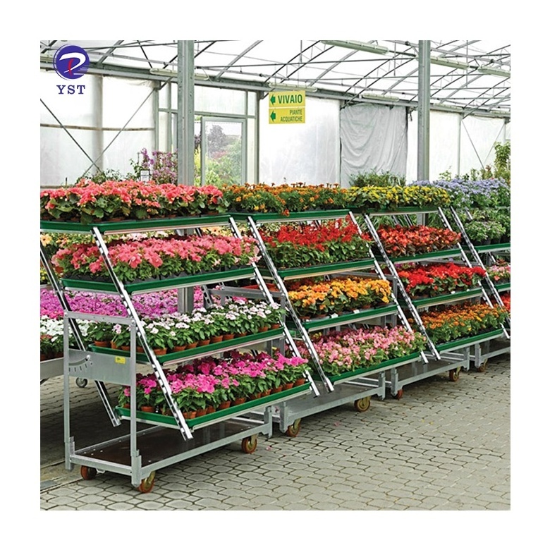 Factory price greenhouse shipping plant nursery steel flower display cart