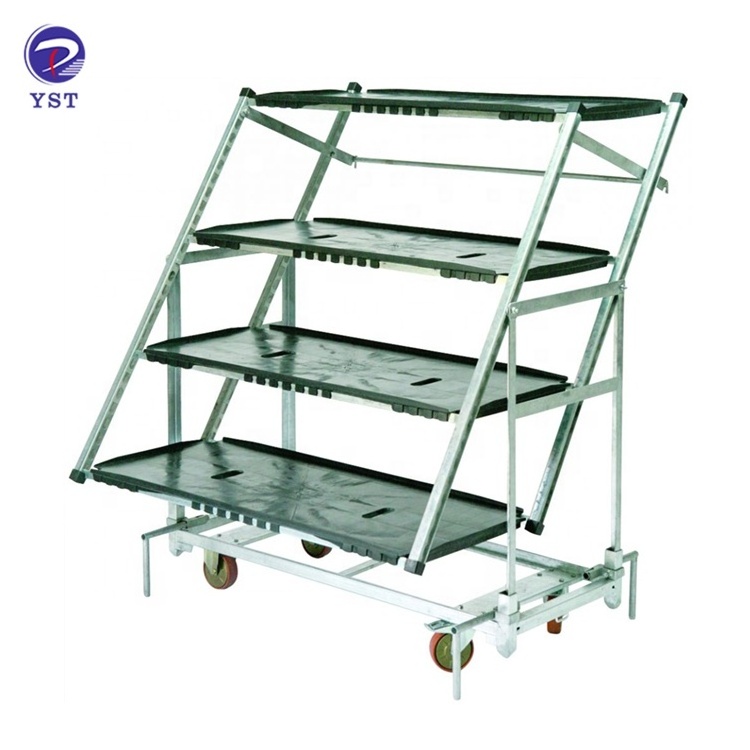 Factory price greenhouse shipping plant nursery steel flower display cart