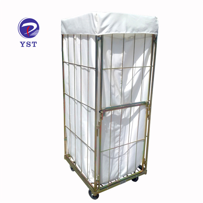 Factory direct collapsible nestable hotel commercial folding industrial laundry cart